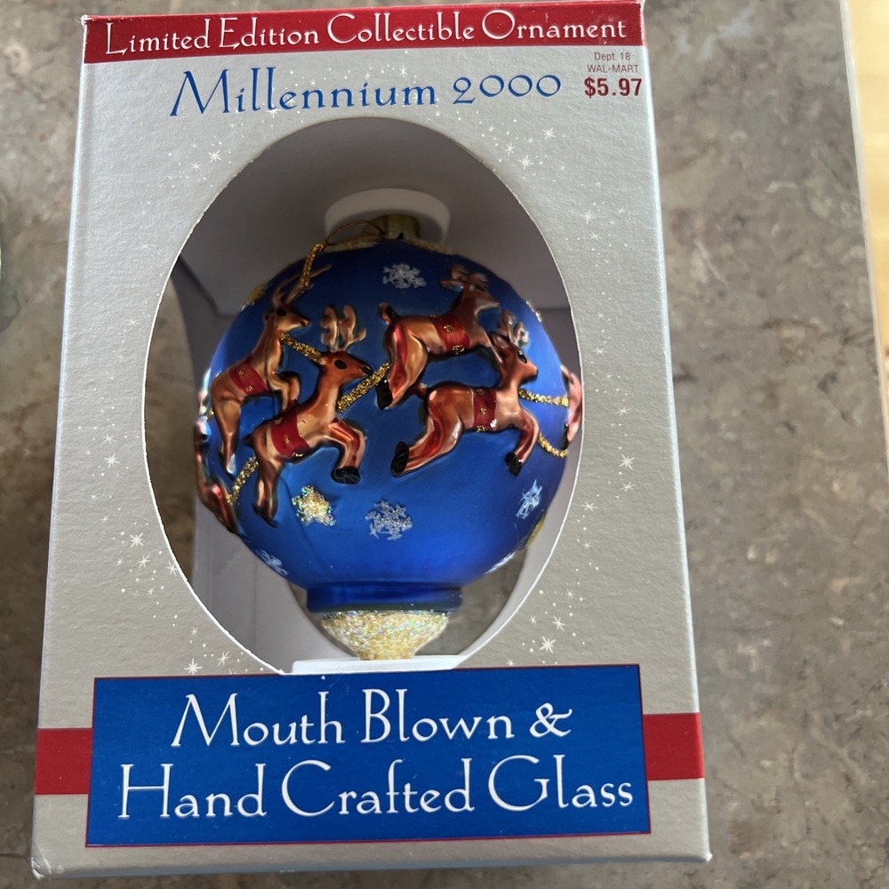 Mouth Blown Hand Crafted Glass Christmas Ornament Millennium 2000